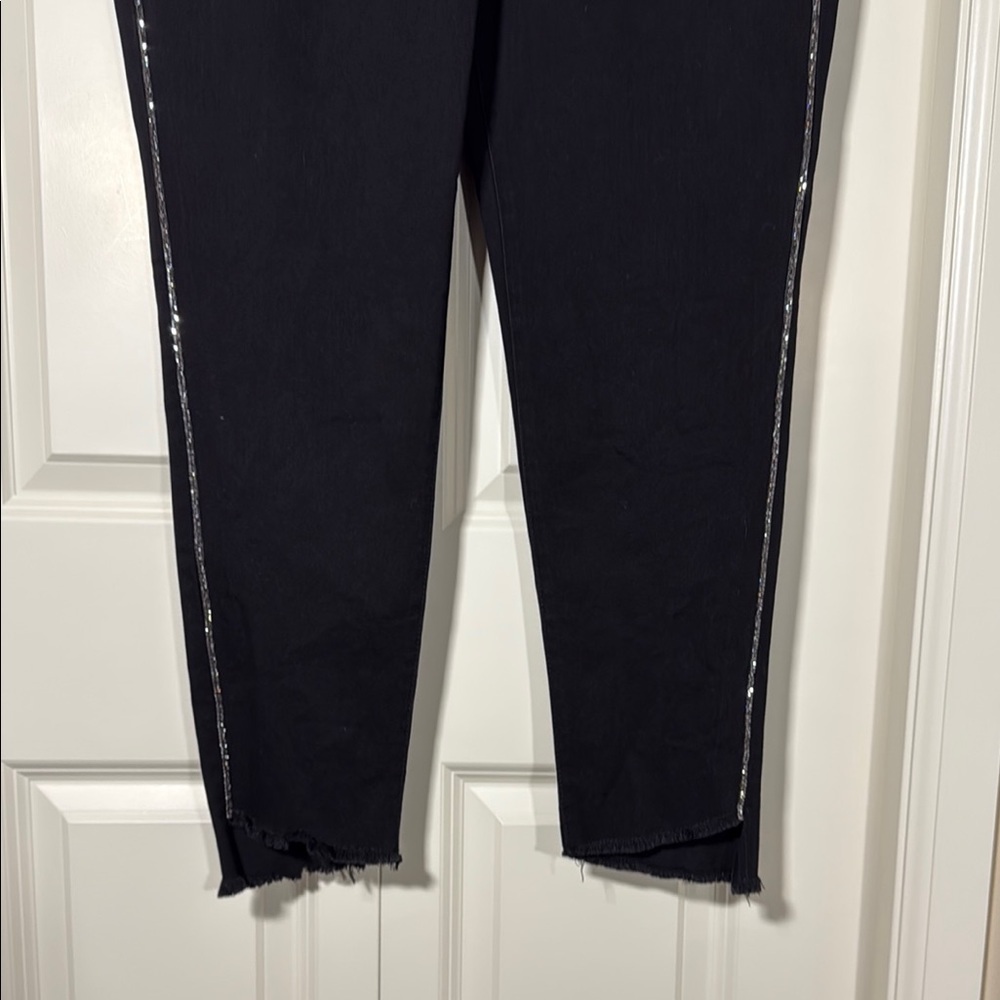 Wit & Wisdom Black w/Sparkle Tuxedo Stripe Ankle Cropped Jeans - Picture 5 of 16